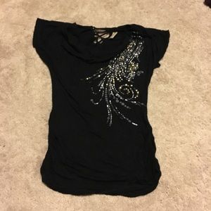 Daytrip XS black drape neck top.